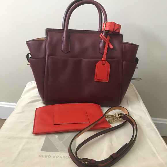 Reed Krakoff Handbags - REED KRAKOFF Burgundy Mini Atlantique Leather Tote